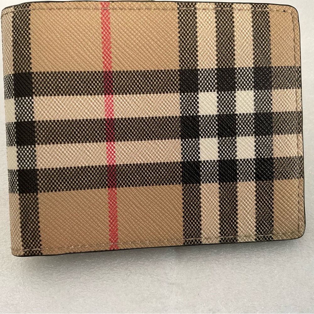 Men's  Burberry Check E-Canvas Bifold Walle